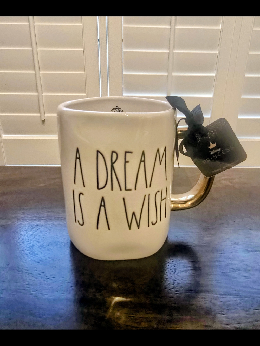 Rae Dunn Disney Princess Cinderella Mug with Gold Handle - "A Dream Is A Wish"